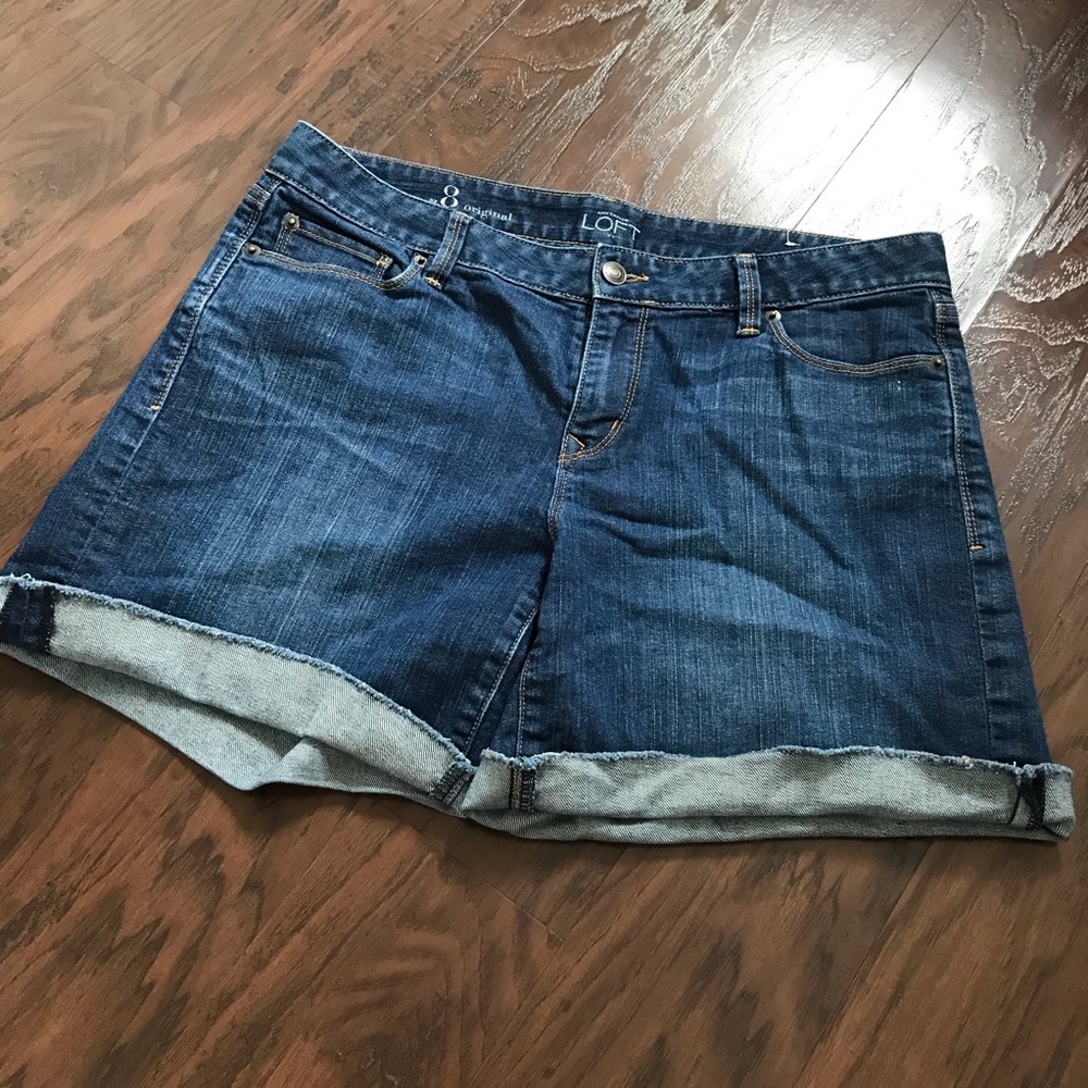 LOFT Blue Jean Shorts Rolled Hem